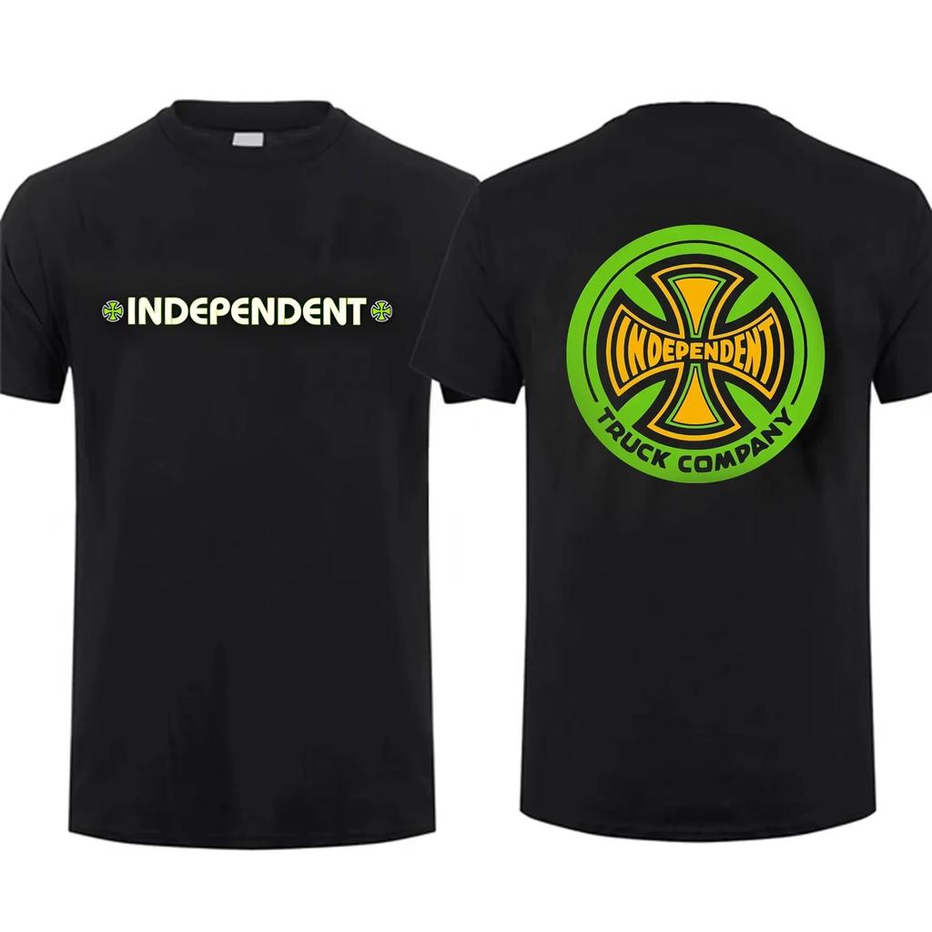 2024 Streetwear T-skjorte for menn Uformelle uavhengige skateboards T-skjorter Overdimensjonert sportstopp Pustende Komfortabel Kul Oversize Unisex