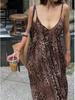 Spicy Leopard Print Backless V-Neck Spaghetti Strap Summer Dress - Elegant and Slim Fit