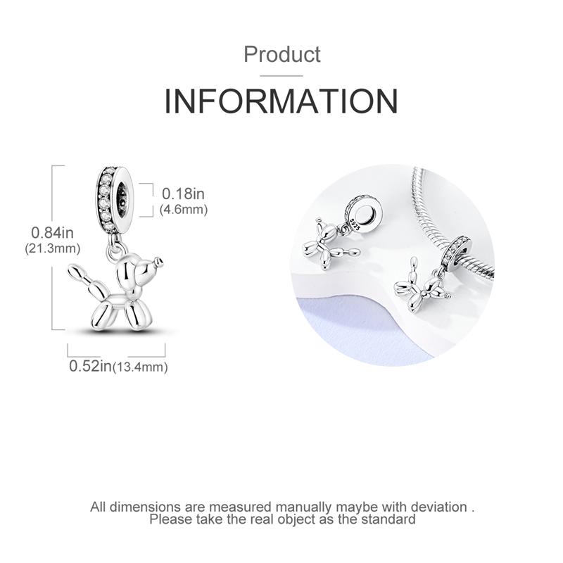 Original Charms Kupfer Ballon Pudel Charms Perlen Passend für 3 mm Original Armband für Damen DIY Modeschmuck Geschenke