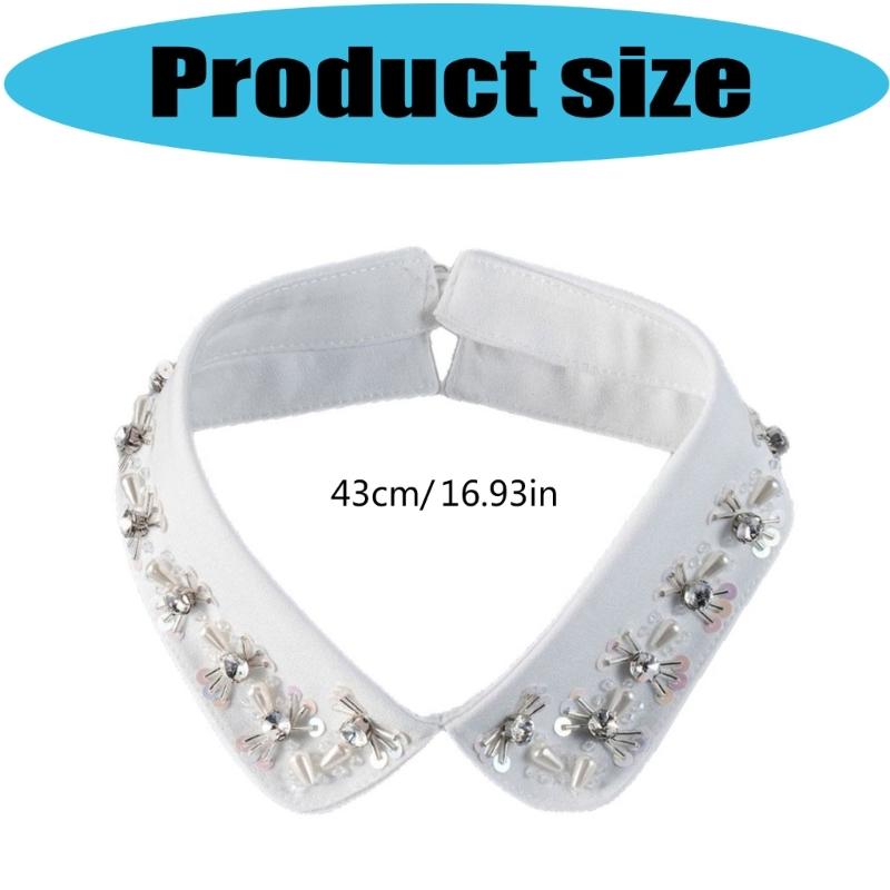Stylish False Collar with Shimmering Beads Decorative Lapel Collar for Women Girl Evening Business and Casual Outings