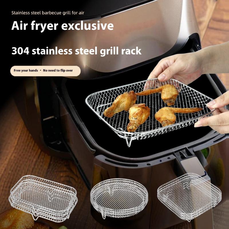 Airfryer Rist Velegnet til Airfryer Ovn Grill Rustfrit Stål Stabelbar Rist Køkkenredskaber Tilbered Flere Fødevarer