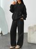 Women's Two-Piece Autumn Set: Velvet Hoodie & Wide-Leg Sweatpants