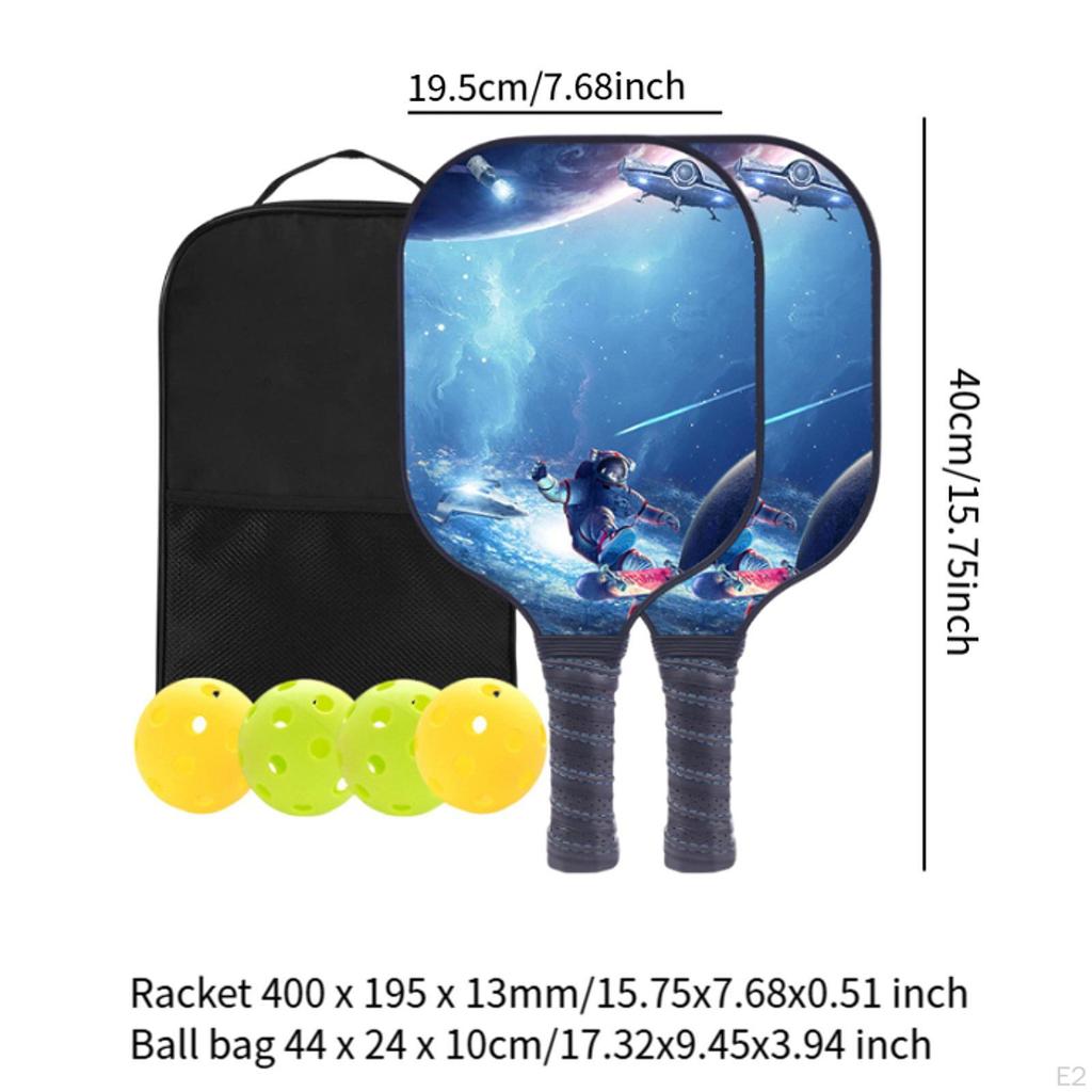 Astronaut Themed Pickleball Paddles Set Beginner Equipment Creative with Bag Light Blue