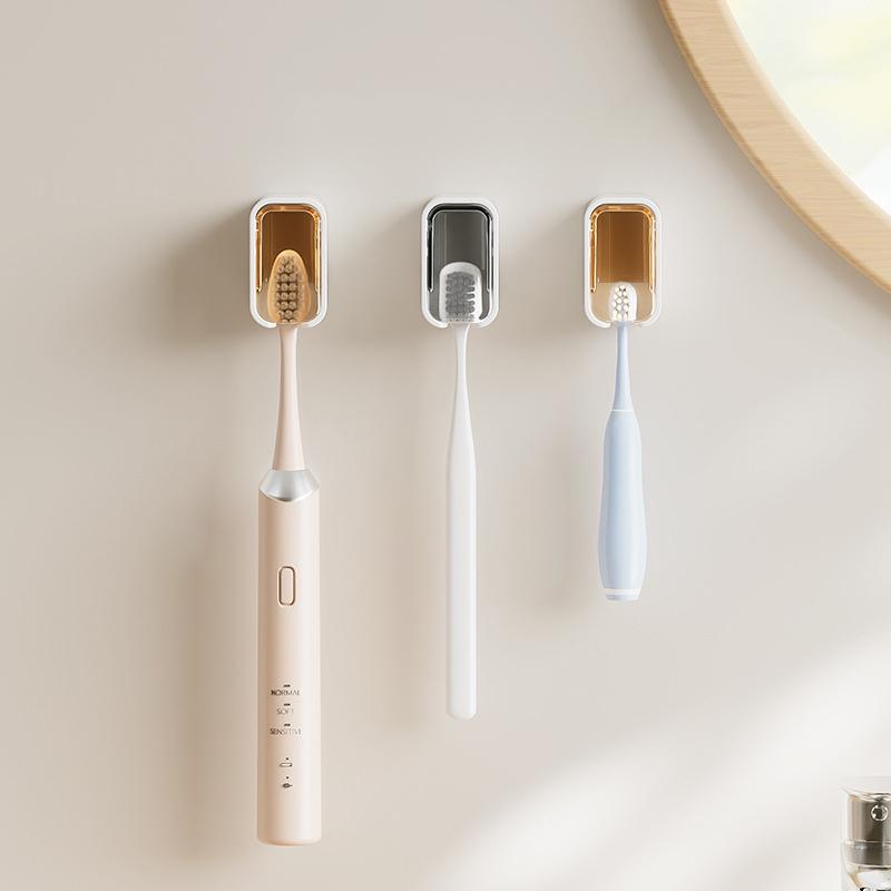 Dustproof Wall-mounted Toothbrush Holder Punch-free Bathroom Organizer For Electric Toothbrush Storage