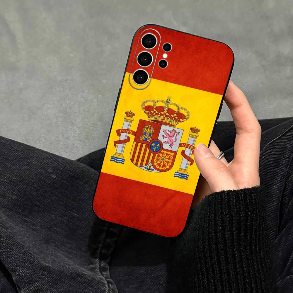 S-Spain Spanish Flag Art  Phone Case For Samsung S25,S24,S21,S22,S23,S30,Ultra,S20,Plus,Fe,Note,10,9,5G Black Cover