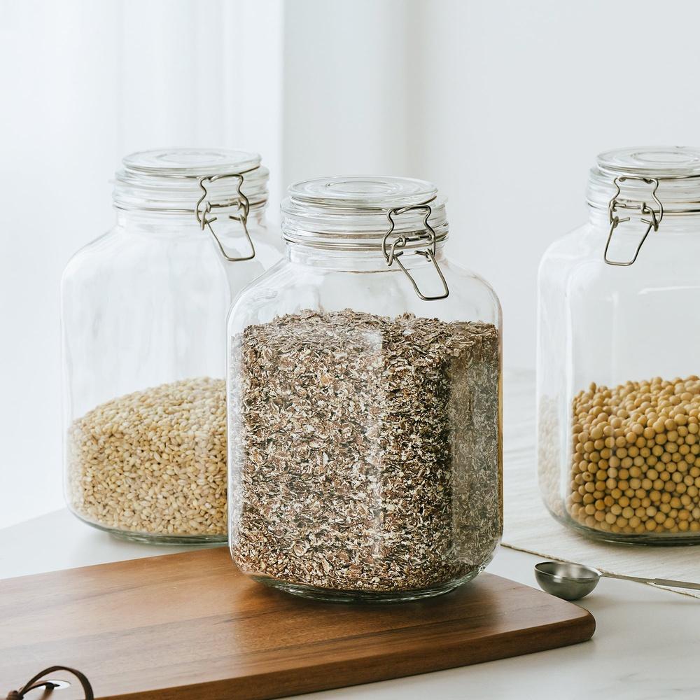 Airtight Glass Canister 106 Oz Lock Lid Storage Jar Coffee Beans Cereal Snacks Spices Dry Foods