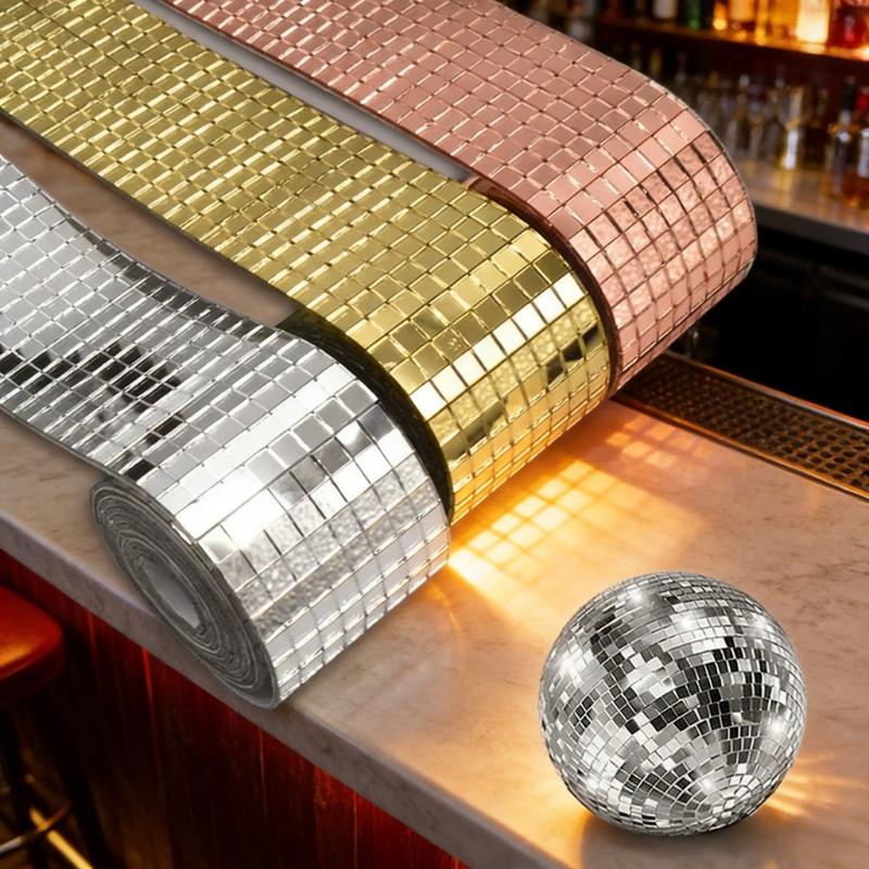 Removable Self Adhesive Mirror Mosaic Tiles Mini Square Wall Stickers For Bathroom Home Decor Wedding Party Bar DIY Disco Ball
