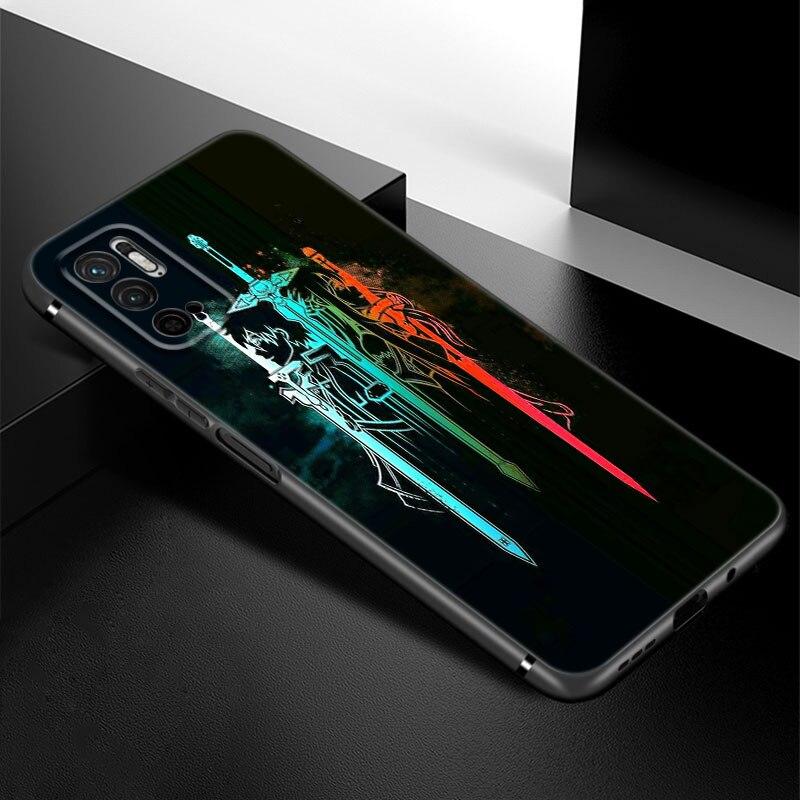 Anime Kirito ve Asuna telefon kılıfı Xiaomi Redmi için not 7 8 8T 9 9S 10 10S 10T 11 11S 4G 11E 11T Pro 5G yumuşak TPU siyah kapak