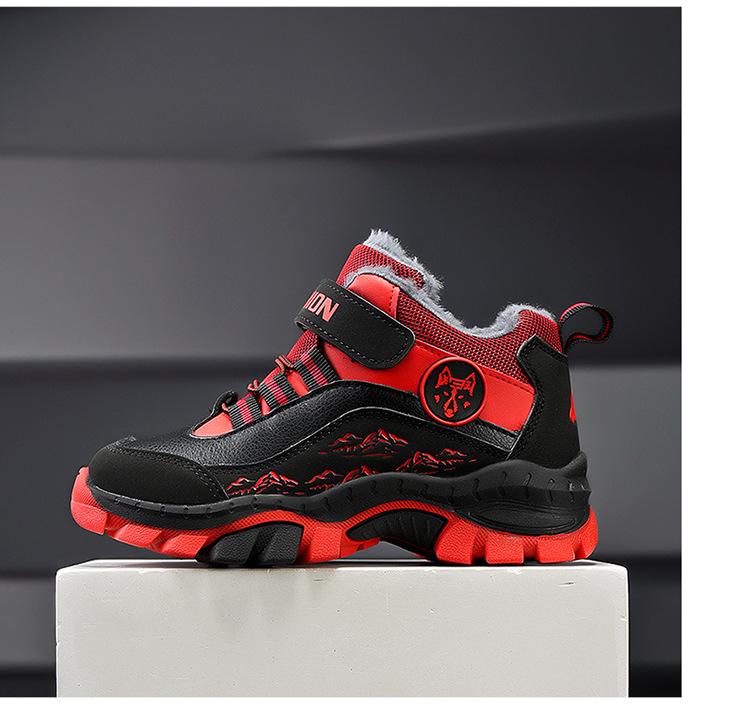 Children's Winter Non-Slip Velvet-Lined Snow Boots for Boys and Girls, Mid-Calf, Warm, Leather