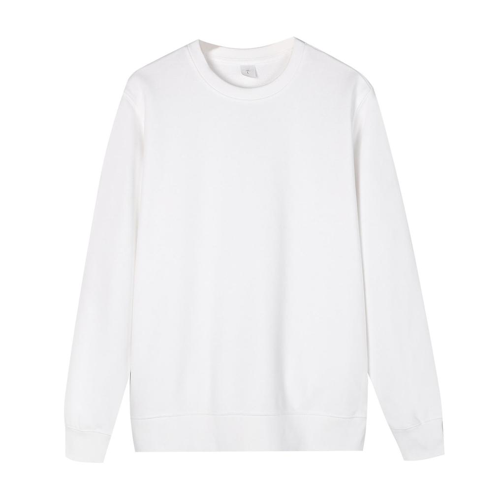 Damen Weißes Pullover-Sweatshirt im koreanischen Stil mit Rundhalsausschnitt - Reine Baumwolle, Trendig für Frühling/Herbst 2024