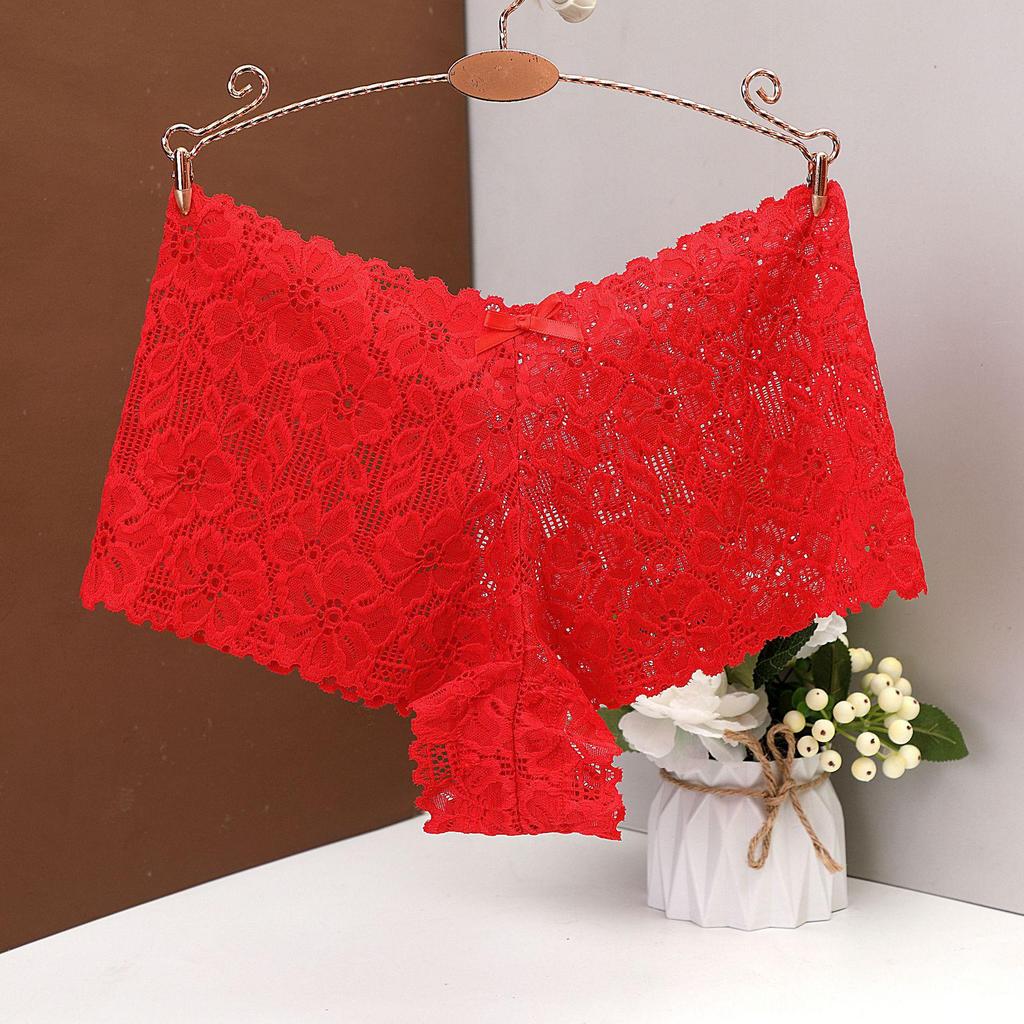 Damskie koronkowe majtki żakardowe z ażurowym wzorem - Seksowna bielizna zapobiegająca ekspozycji 6838