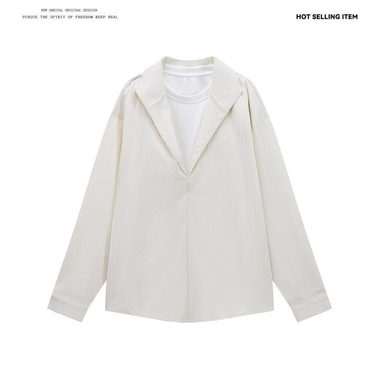 

Осенняя мужская однотонная рубашка с длинным рукавом, модная рубашка с V-образным вырезом, дизайн «двойка» 5XL абрикосовый