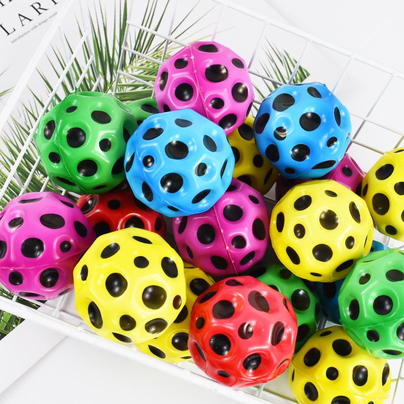 Moon shaped porous elastic ball for children, indoor and outdoor decompression super elastic ball fun children's gift reward