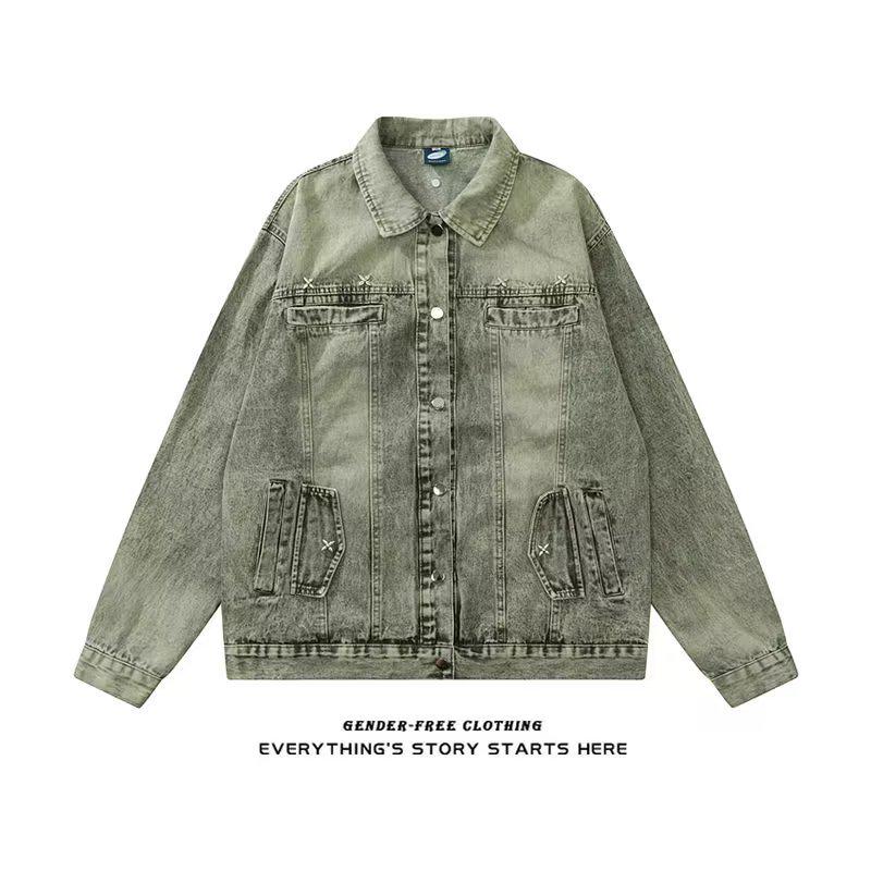 Men's Trendy Punk Street Style Denim Jacket - European & American Spring/Autumn Casual Motorcycle Top