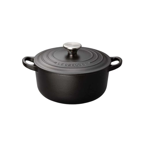 Le Creuset Cast Iron Enamel Cocotte Ronde Pot, 16 cm, Matte Black [Official Product in Japan]