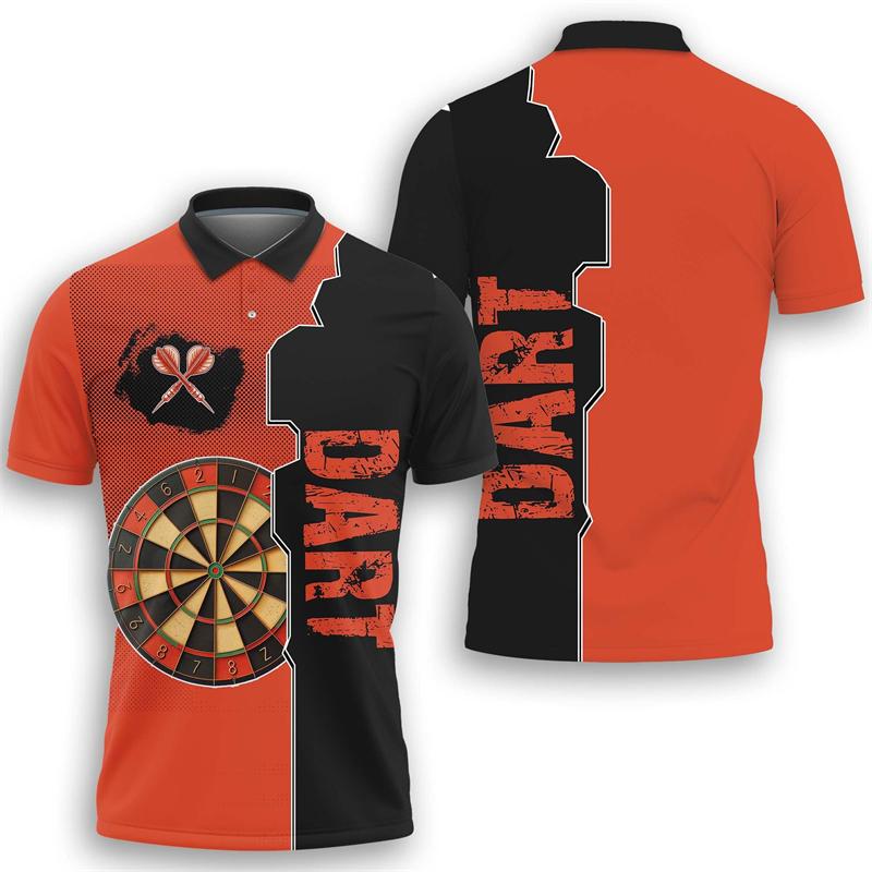 Maglietta Polo a Maniche Corte Team Freccette Turntable Per Uomo Abbigliamento Casual Festa Festiva Polo con Collo a Revers Club Freccette Top Maschili Sport