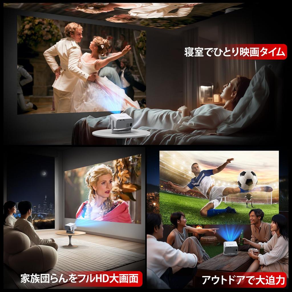 Heimprojektor Neu 4K Decke Kompakt Elektrisch Automatische Trapezkorrektur HiFi Bluetooth WIFI Kompatibel mit TV Spiel Geschenk [Modell 2025, 360° Drehung, 18.000