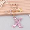 Cute  Bling Keychain A To Z Initial Letter Love Heart Star Pink For Women Girls Bag Cup Pendant Key Chain Accessories