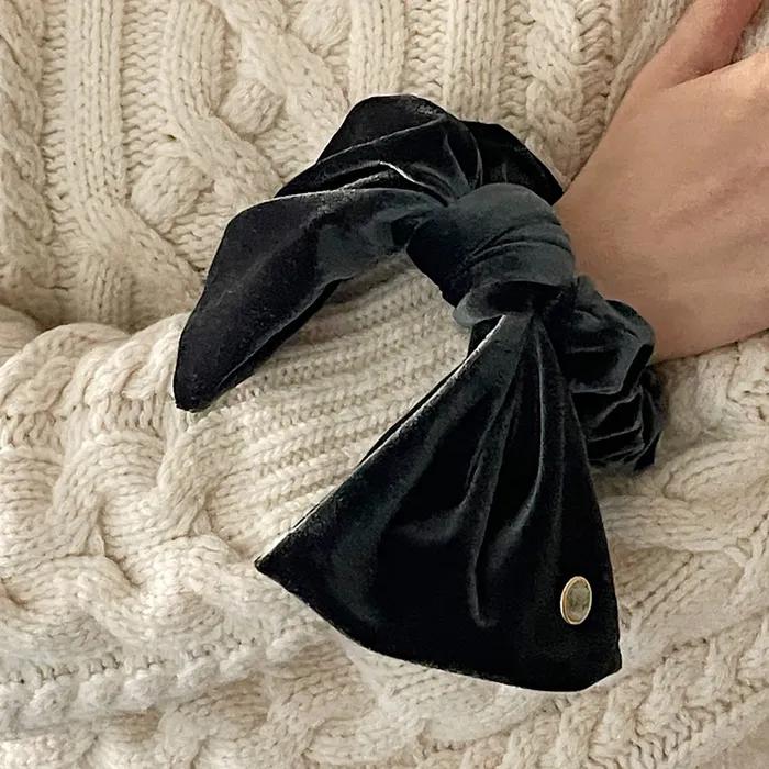 Cameo Velvet Ruffle Scrunchie[DeepGreen]