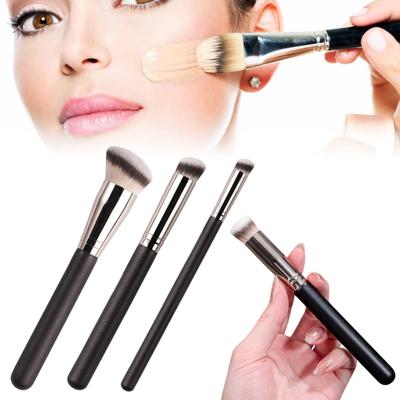 3 Stück Damen Make-up Pinsel mit langem Griff Tragbar Reise Professionell Schrägspitze Synthetische Weiche Borsten Foundations Concealer Verblenden Kosmetik