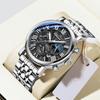 Business Gold Quartz Watches For Men Chronograph Calendar Man Watch Fashion Moon Phase Waterproof Men's Wristwatches