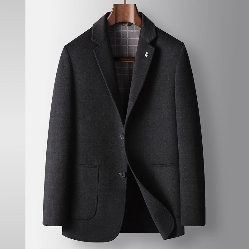 

Осенне-зимний шерстяной однотонный пиджак West Light Luxury Business Youth из шерсти с двухсторонним шерстяным узором 195 чёрный