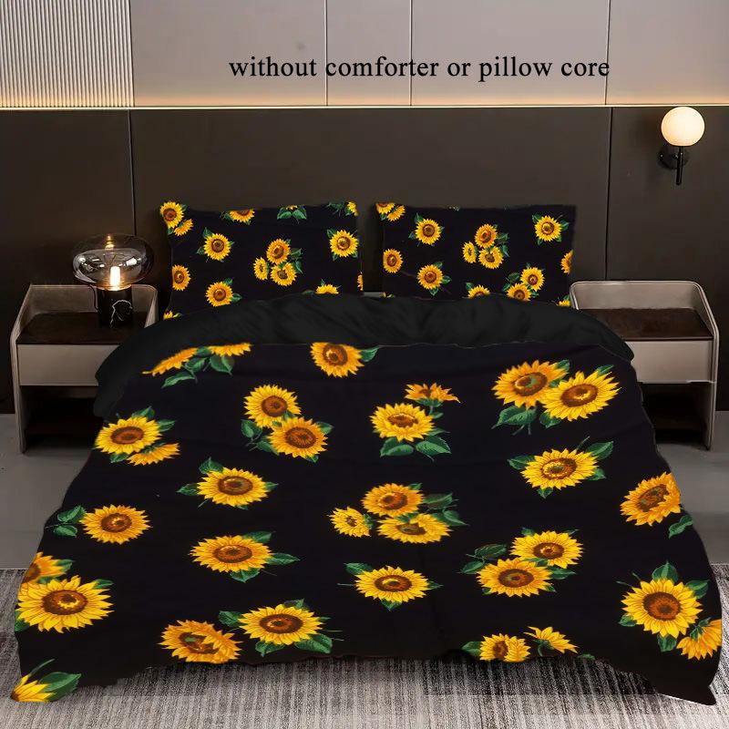 Hot-Selling Sunflower Three-Piece Set 3D Digital Printing Quilt Set Three-Piece Set Home Textile To Map And Sample Can Be Ordered