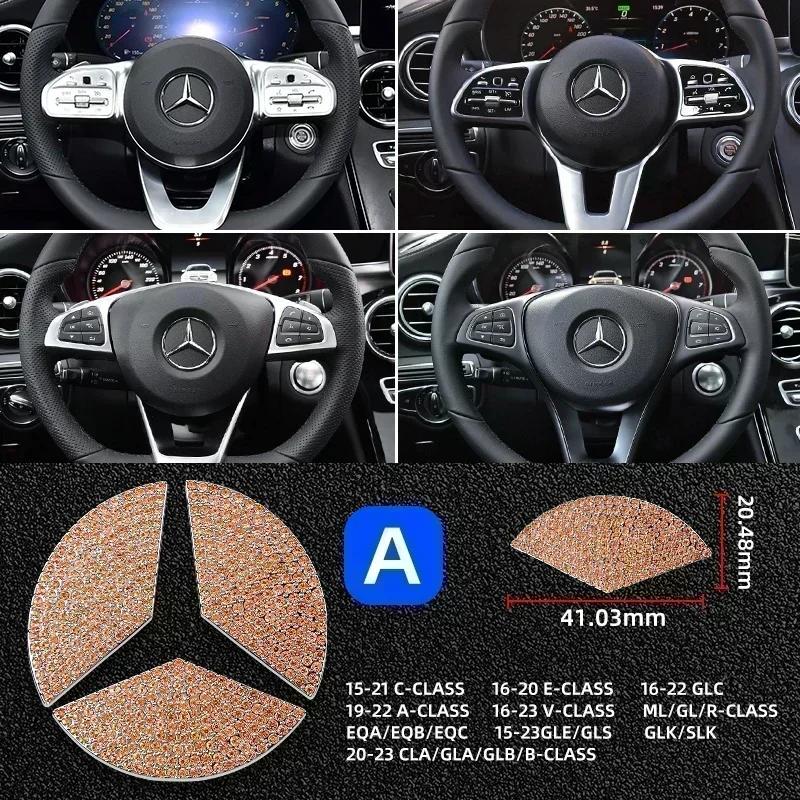 Car Steering Wheel Emblem Crystal Diamond Sticker For Mercedes Benz A B C E Class GLA CLA GLC GLK GLE Series Accessories xxx1