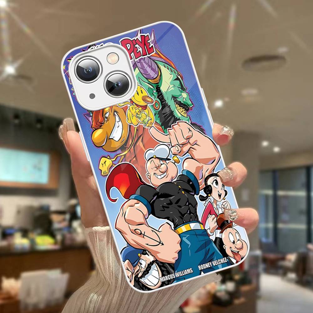 

Classic P-Popeye Comics Animation Tempered Glass For Iphone 14 13 12 11 Pro Mini XS MAX 14Plus X XS XR Fundas iphone 11 pro