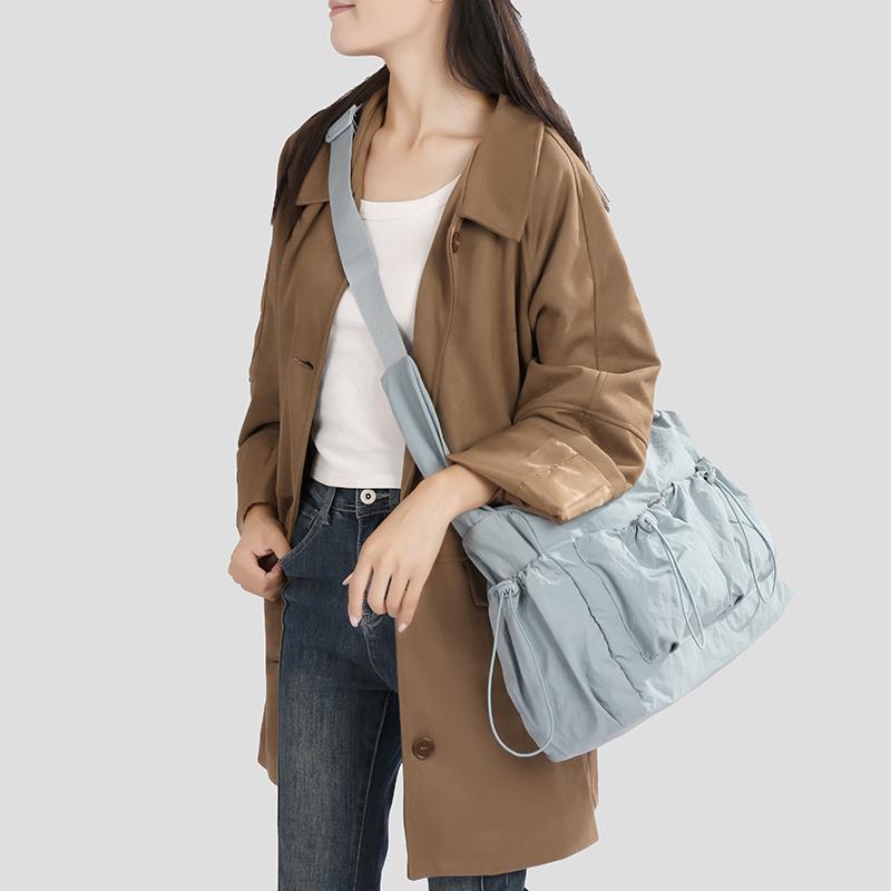 Women's Drawstring Shoulder Bag Sports Crossbody Bag Lightweight Storage Bag