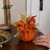 Indoor Halloween Holiday Accents Fall Pumpkin Table Ornament, Artificial Foam with Flower, Maple Durable Ornaments Leaves, Berry for Autumn