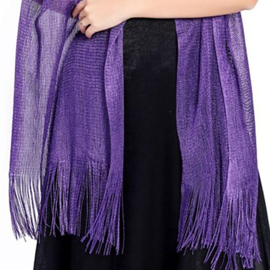 Elegant Bride Shawl Ultralight Pure Color Tassels Decor Evening Shawl for Female