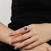 Classic 6.7 Carat Colored Treasure Ring Grand Main Stone S925 Sterling Silver Set Cultured Ruby Ring White