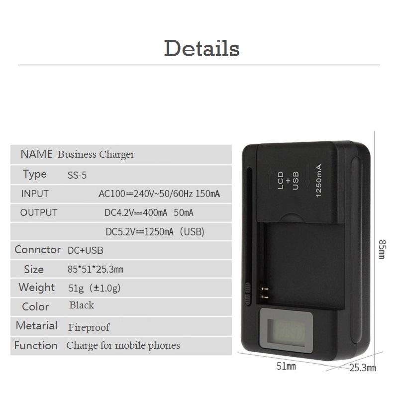 Universal Mobile Battery Charger LCD Display Indicator Screen Dual Support USB-Port For Cell Phone Chargers Charging UK EU Plug