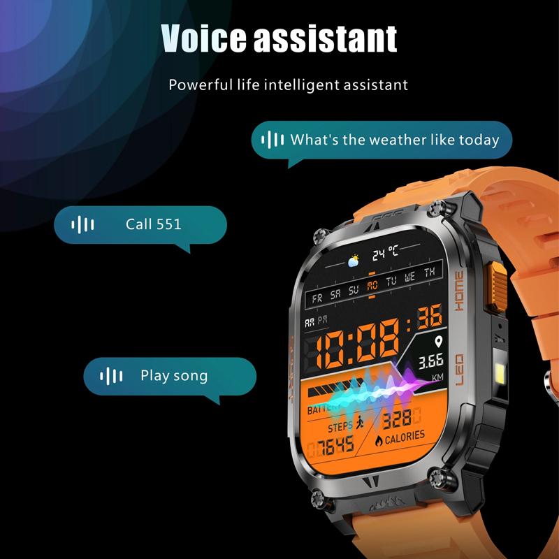 SACOSDING GPS Tracker Smart Watch IP68 Waterproof 2.01-inch HD Display Compass 630mAh Battery Heart Rate BT Call Outdoor Sport Smart Watch