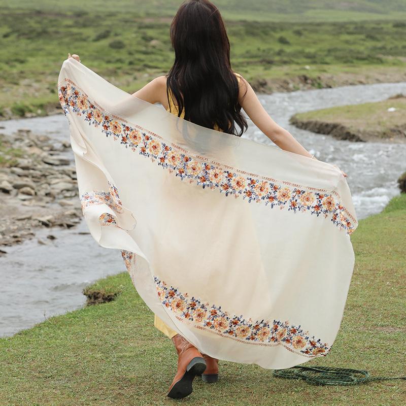 Shawl for Women In Summer Ethnic Style Sunscreen Boho Printed Scarf Dual-purpose Beach Big Scarf