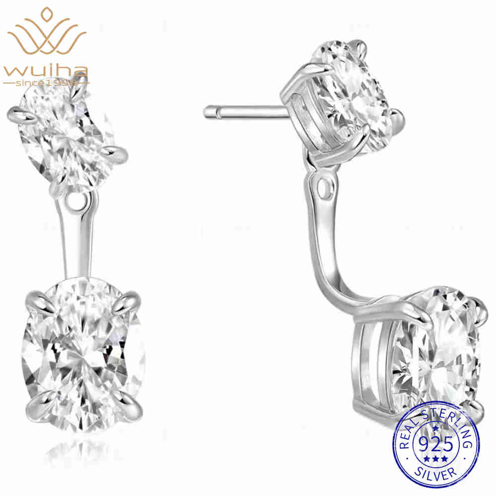 WUIHA Vintage 925 Sterling Silver Oval Cut Lab Sapphire High Carbon Diamond Drop Dangle Earrings Wedding Engagement Fine Jewelry