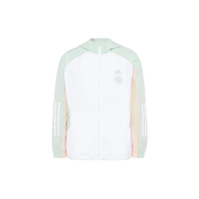adidas Striped Logo Print Zip Hoodie Jacket Women Outerwear White HM5279