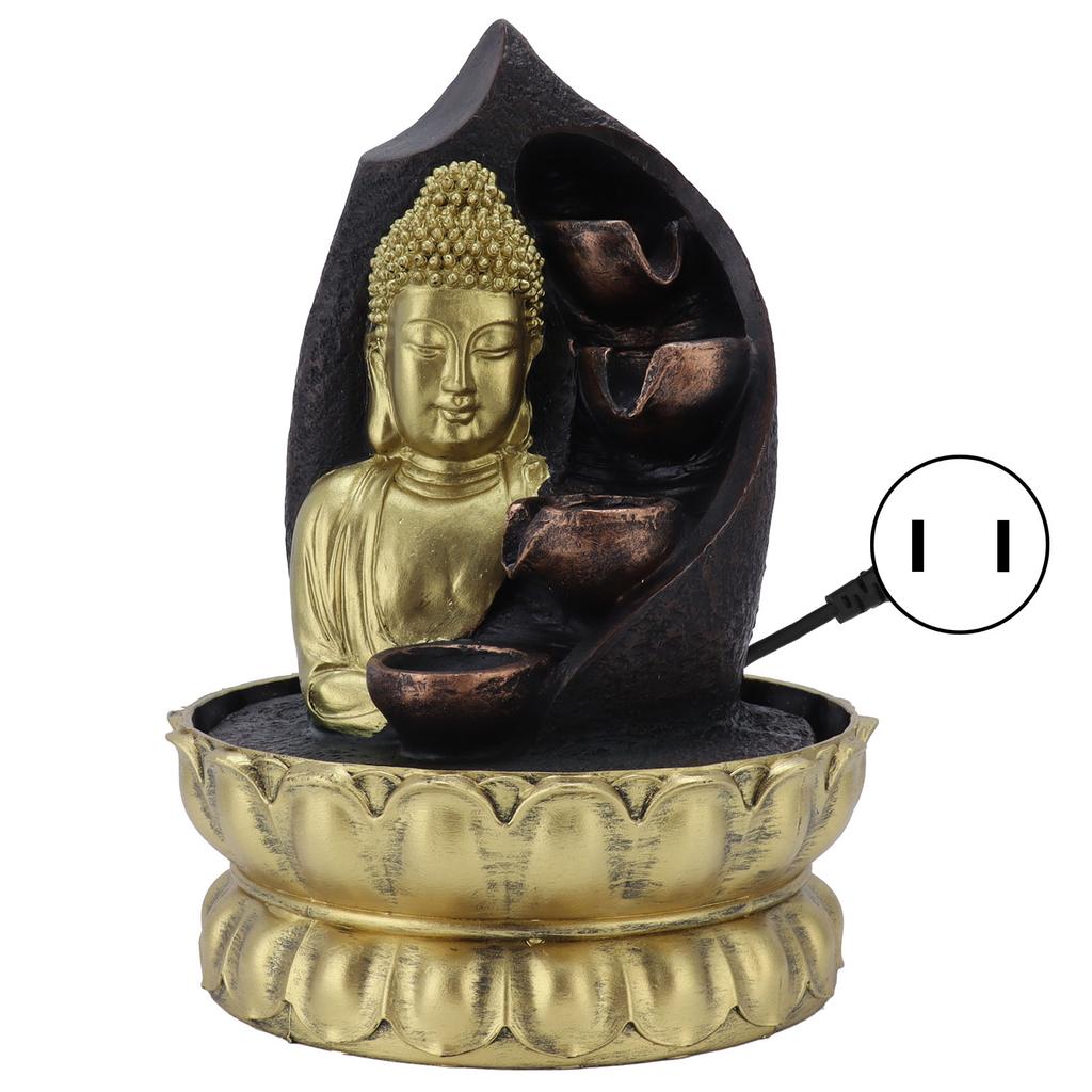 Resin Buddha Statue Water Running Fountain Feng Shui Ornament Indoor Waterscape Craft Home DecorUS