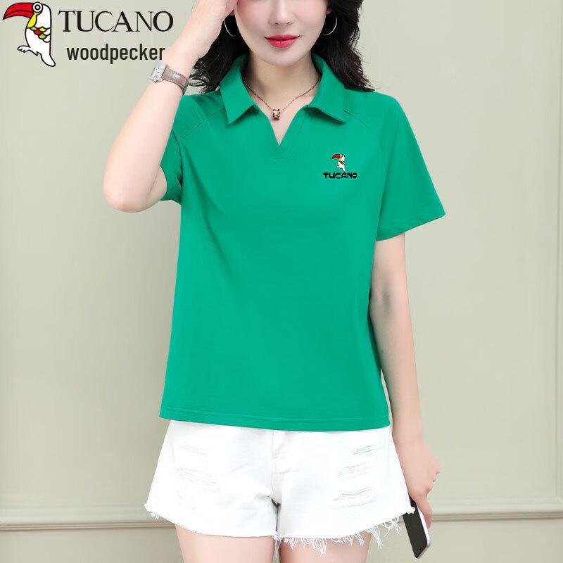 

Woodpecker Women s Cotton Short-Sleeve Polo T-Shirt 3XL