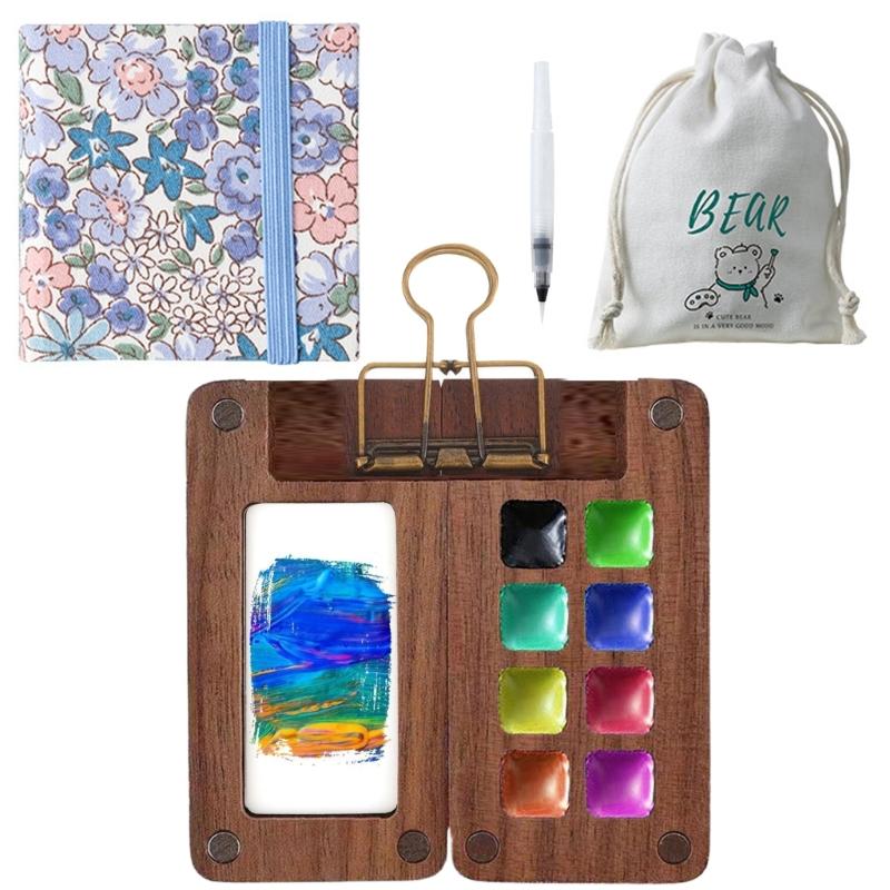 

8/15 Colors Watercolor Palette Set Small Paint Palette Travel Watercolor Set Portable Sketchbook Palette for Painters