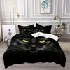 Cat, Animal Bedding Set black Anime 100% Polyester Duvet Cover Set Printed Cartoon Home Decor