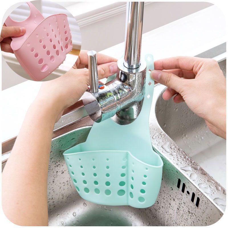 Versatile Kitchen Sink Soap Sponge Holder With Adjustable Strap For Easy Organizing