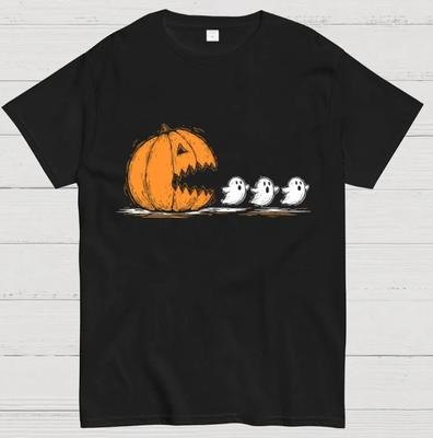 Trendiges Halloween Kürbis jagt Geist Unisex Geek T-Shirt