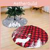 Elegant Checkered Reindeer Christmas Tree Skirt In Red And Gray For Joyful Celebrations