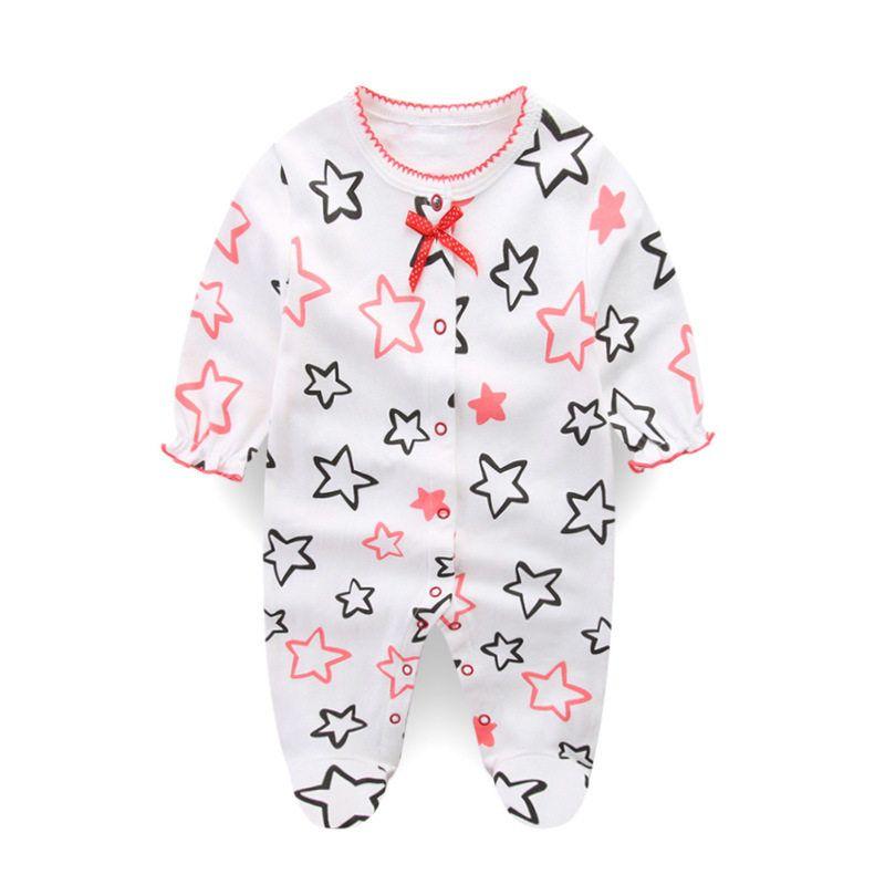 Baby Jumpsuit Spring and Autumn Pure Cotton Long-Sleeved Newborn Baby Jumpsuit with Foot Cover Children's Pajamas Romper with Foot Cover