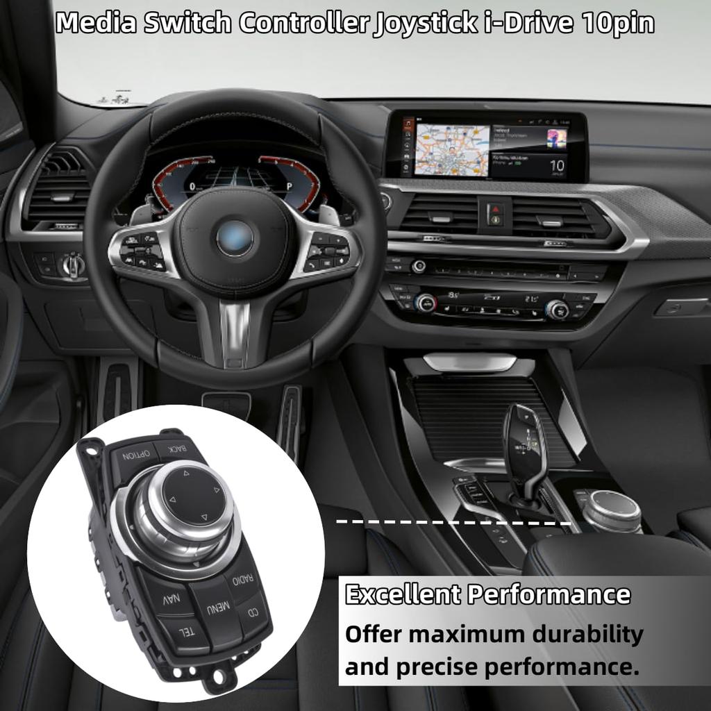 10pin Media Switch Controller Joystick 65829206444 Replacement for BMW F01 F02 F04 F07 GT F10 F11 5 7 Series 2007-2013#65829206446 9206444 Mustrod