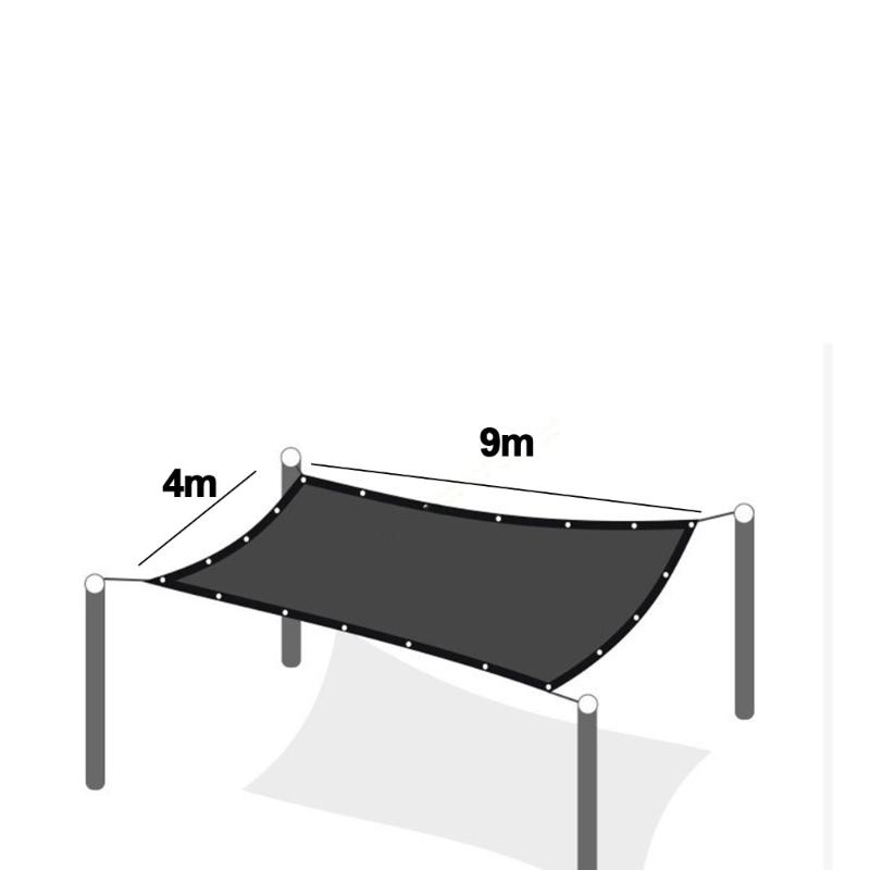 Carport Shade Cloth Cover for Balcony Shelter, Black Outdoor Screen with Stitched Border, Open-Weave Detail, Eyelets