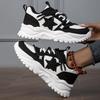 MCTIN Couples Chunky Sneakers Casual Lace Up Platform Shoes for Women Star Decor Men Sports Shoes