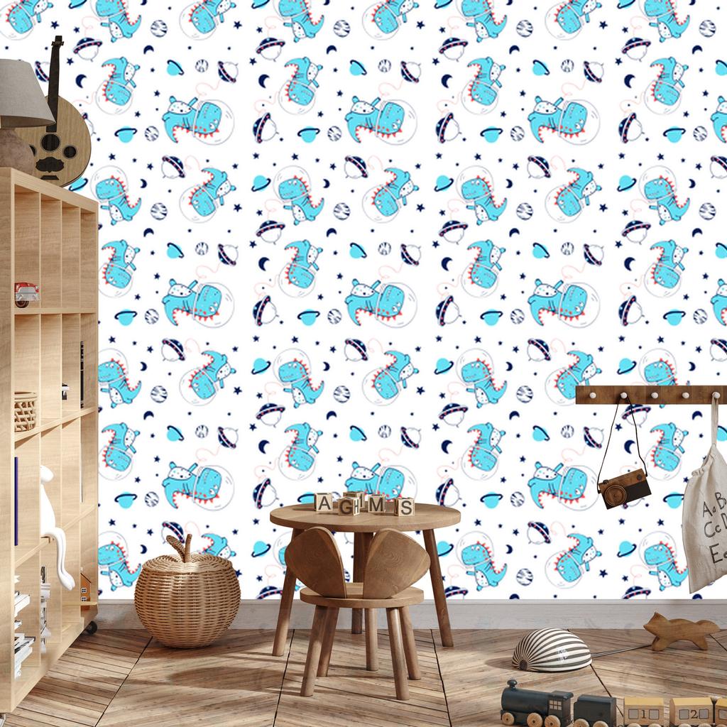 Dinosaurs Stars Moons Wallpaper for Living Room and Bedroom 50x1000